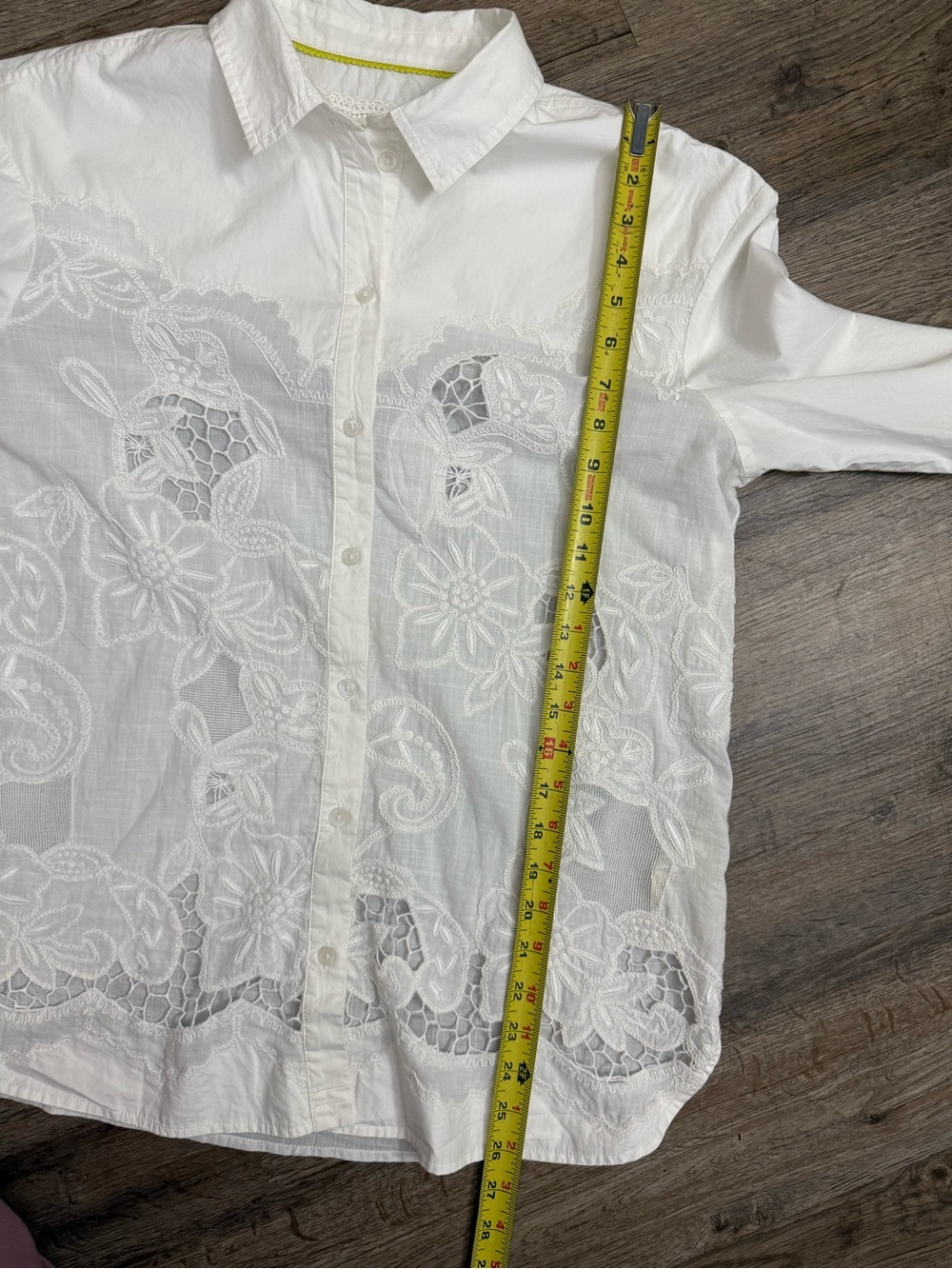 Maeve by Anthropologie White Embroidered Cutwork Button Down Shirt - Picture 4 of 11